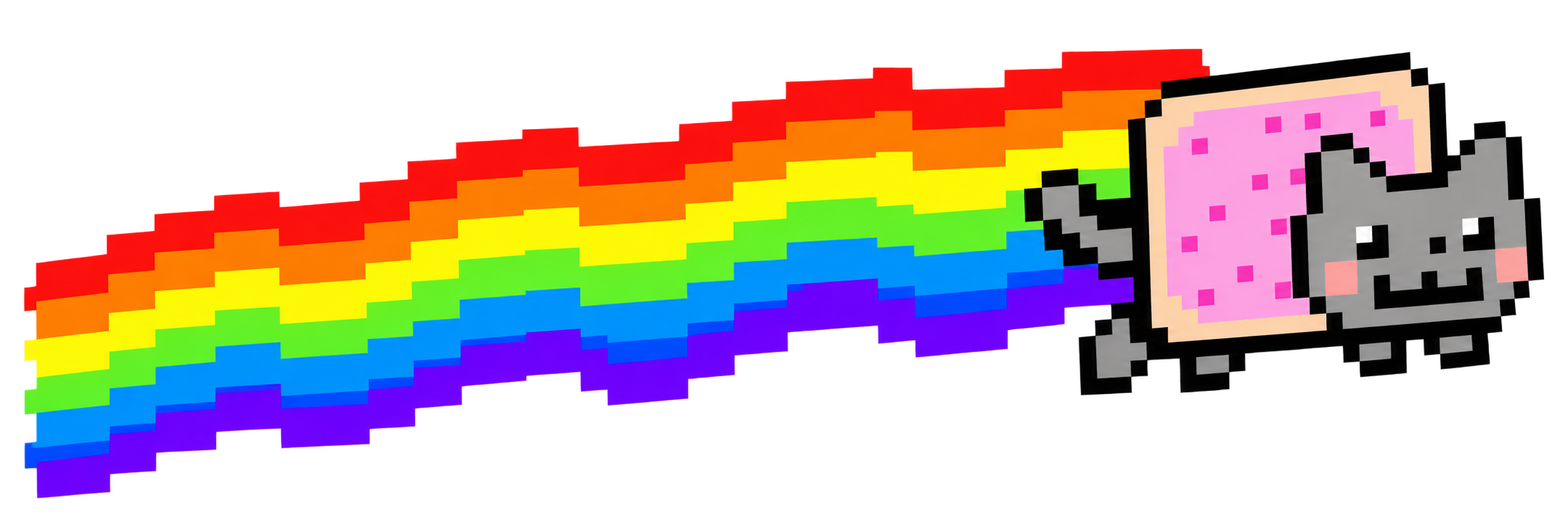 Nyan Cat flying with a giant rainbow trail
